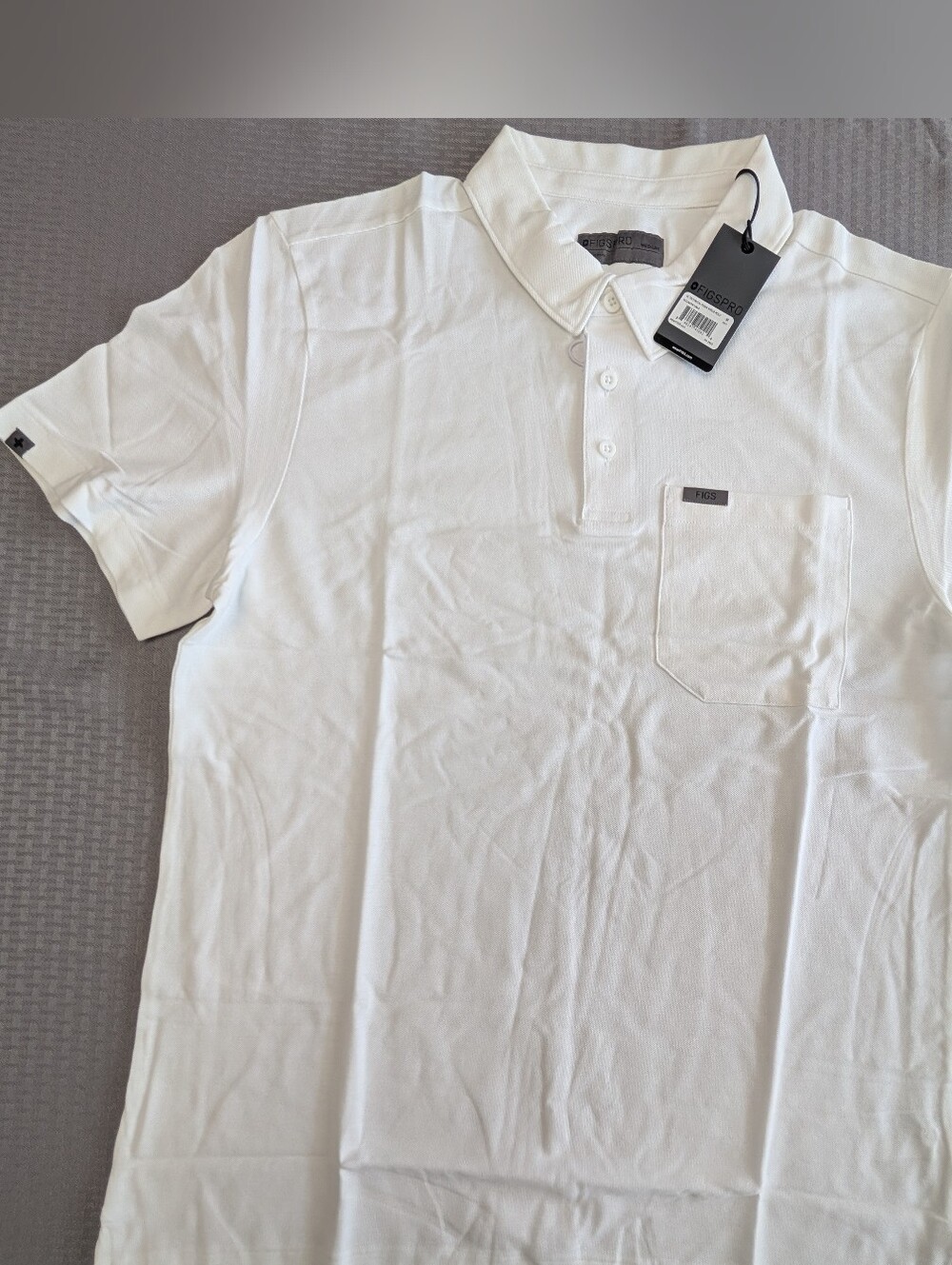 FIGS PRO Men's Technical Pique Scrub Polo White Size Medium NWT M22WW1004